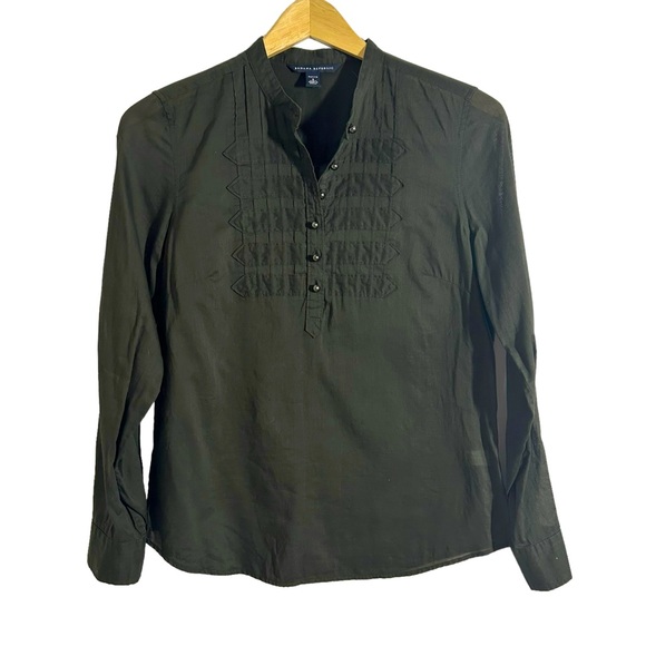 Banana Republic Green Military Style Pearl Like Buttons Blouse,Size Petite Small - Picture 2 of 14